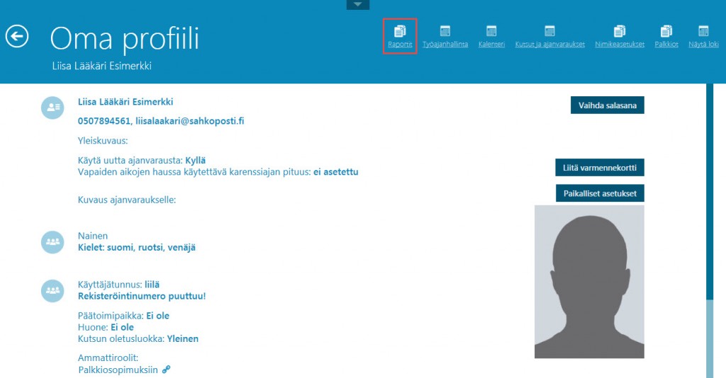 01 Oma profiili raportit