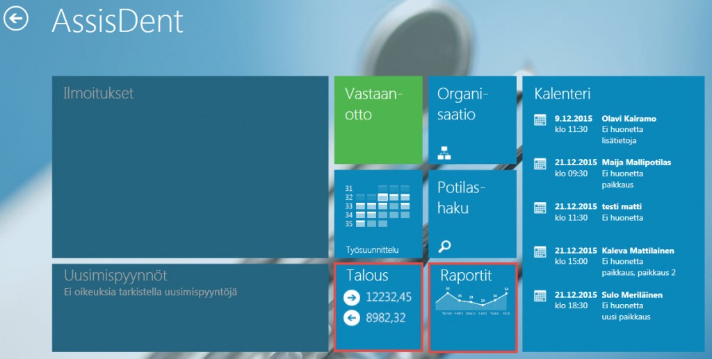 Etusivu raportit